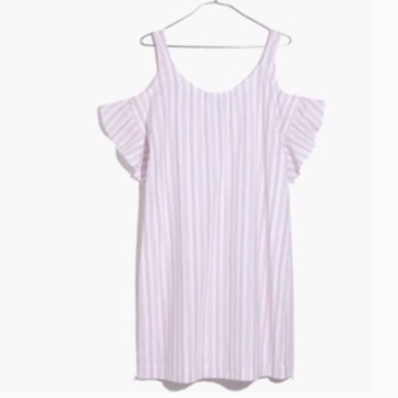 Madewell Rose Striped Cold Shoulder Dress, sz: L - Picture 4 of 5